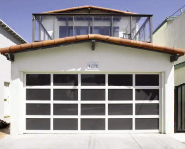 Glass transparent Aluminum Sectional Door Adjusted Height  Wind Resistance Class 3 For Fire Station