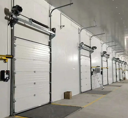 White Powder Coated Weather Sealed Overhead Sectional Door Double Skinned Panels Safety Edge Suppliers Factory